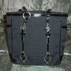Coach black fabric leather satchel G0849-f12344